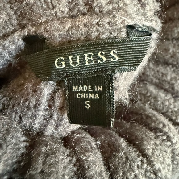GUESS CHARCOAL GRAY TURTLENECK OPEN KNIT SWEATER VEST SIZE S - Picture 6 of 6